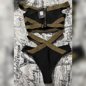 Black and gold Two-piece bikini